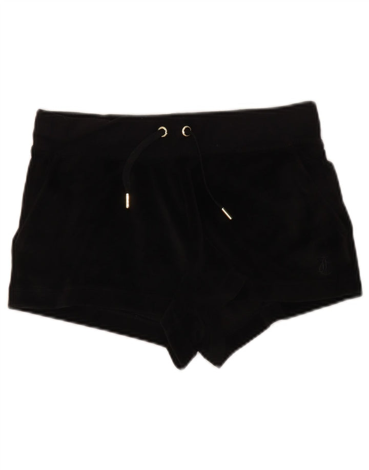 Shorts esportivos femininos JUICY COUTURE UK 10 poliéster preto pequeno
