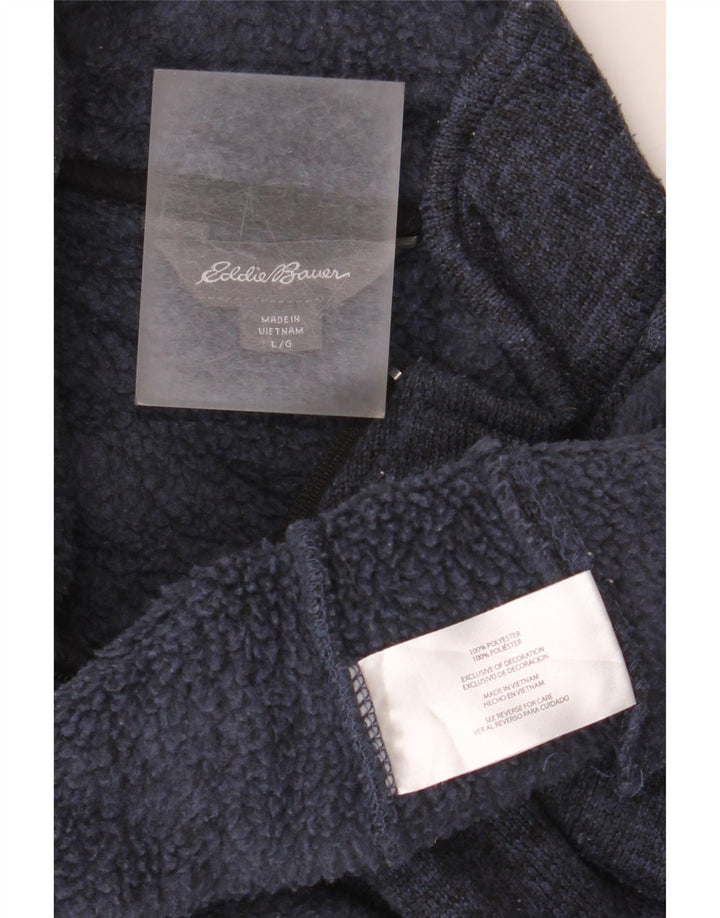 EDDIE BAUER Suéter masculino com zíper e gola grande poliéster azul marinho