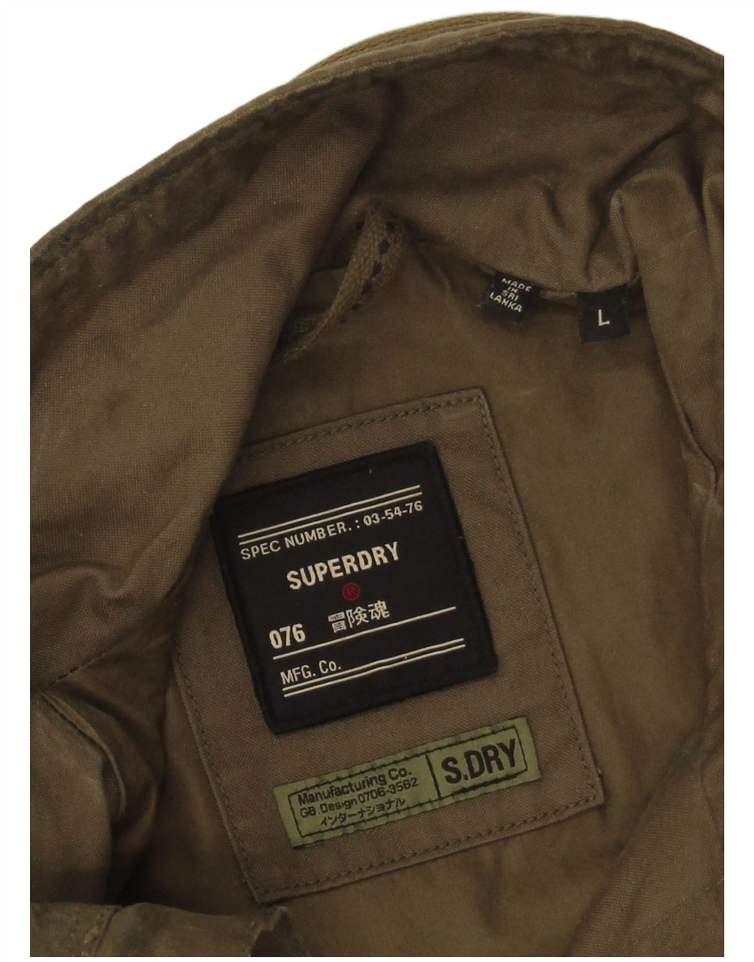 Jaqueta militar masculina Superdry UK 40 grande algodão cáqui