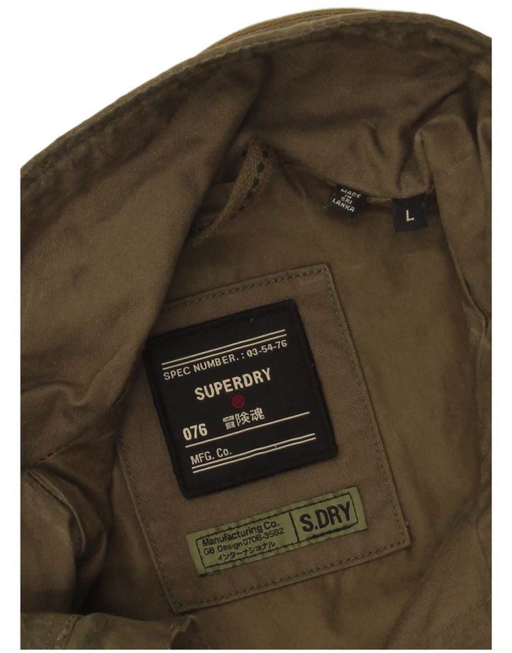 Jaqueta militar masculina Superdry UK 40 grande algodão cáqui