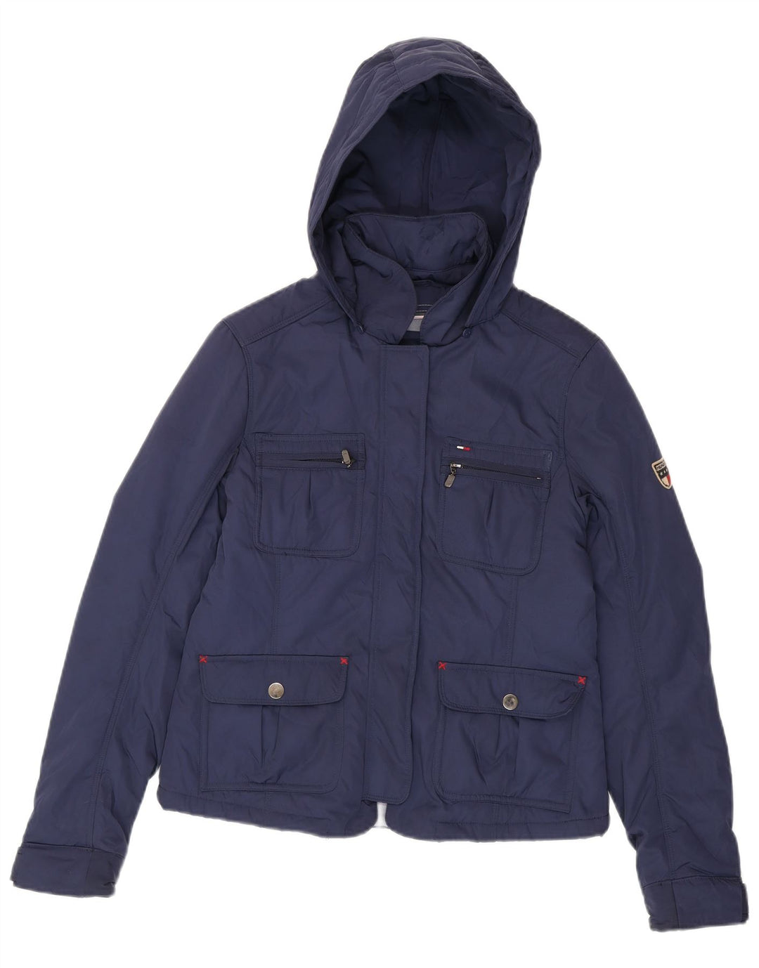 Jaqueta utilitária feminina com capuz Tommy Hilfiger Reino Unido 12 médio azul marinho