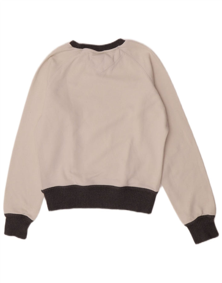 Nike feminino gráfico moletom jumper UK 8/10 pequeno branco colorblock