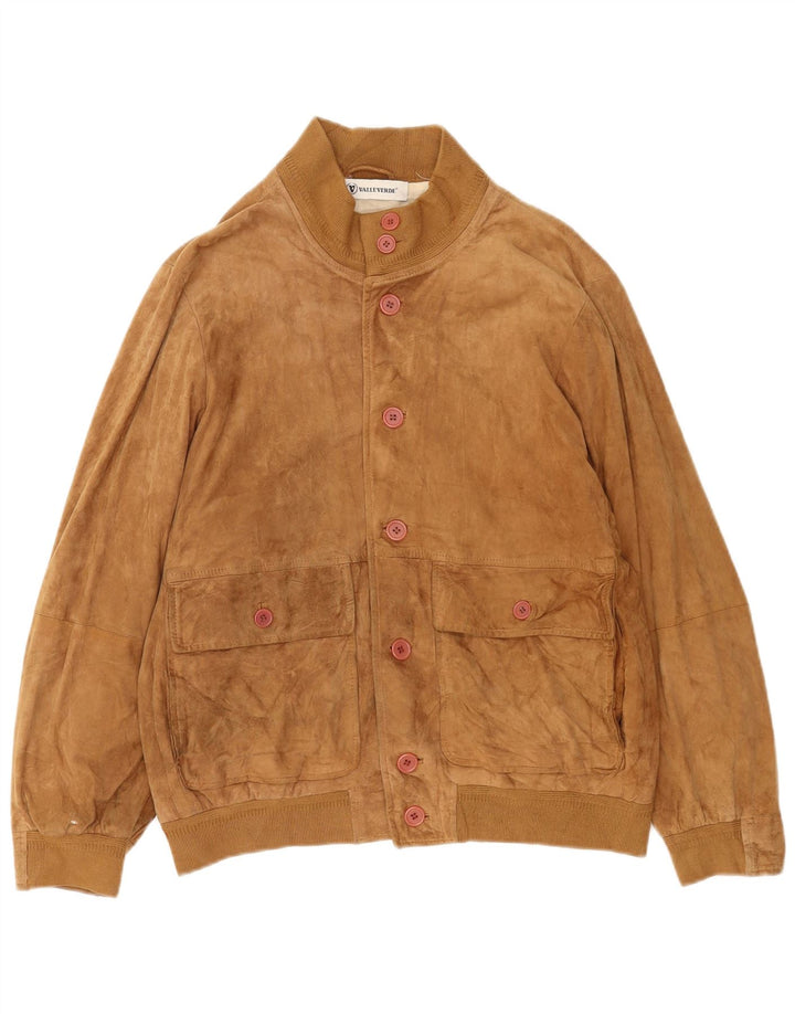 Jaqueta bomber masculina de camurça Valle Verde IT 50 grande couro marrom