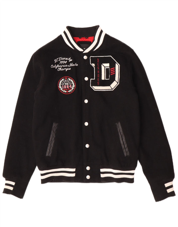 Jaqueta masculina DC Graphic Varsity UK 36 pequena lã preta