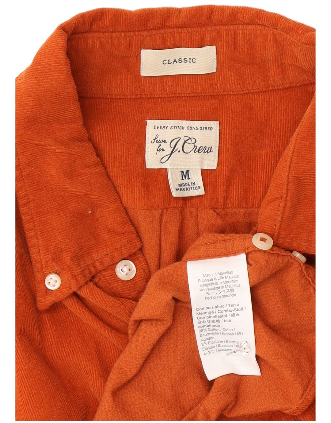 J. Crew Camisa Masculina Classic Fit Algodão Laranja Médio