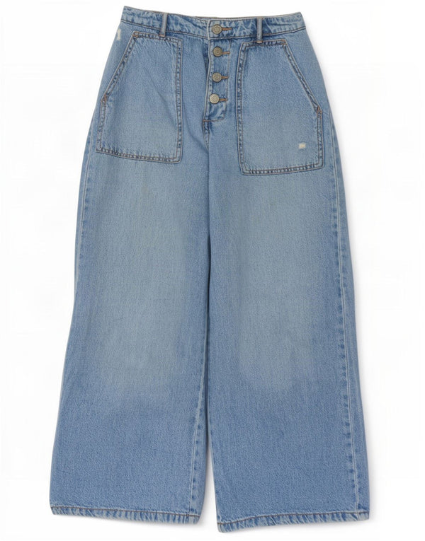 Zara Girls Jeans de perna larga desgastados 13-14 anos W26 L25 Azul
