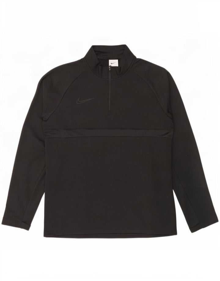 Nike Mens Dri Fit Zip Neck Pullover Treino Top Médio Preto Poliéster