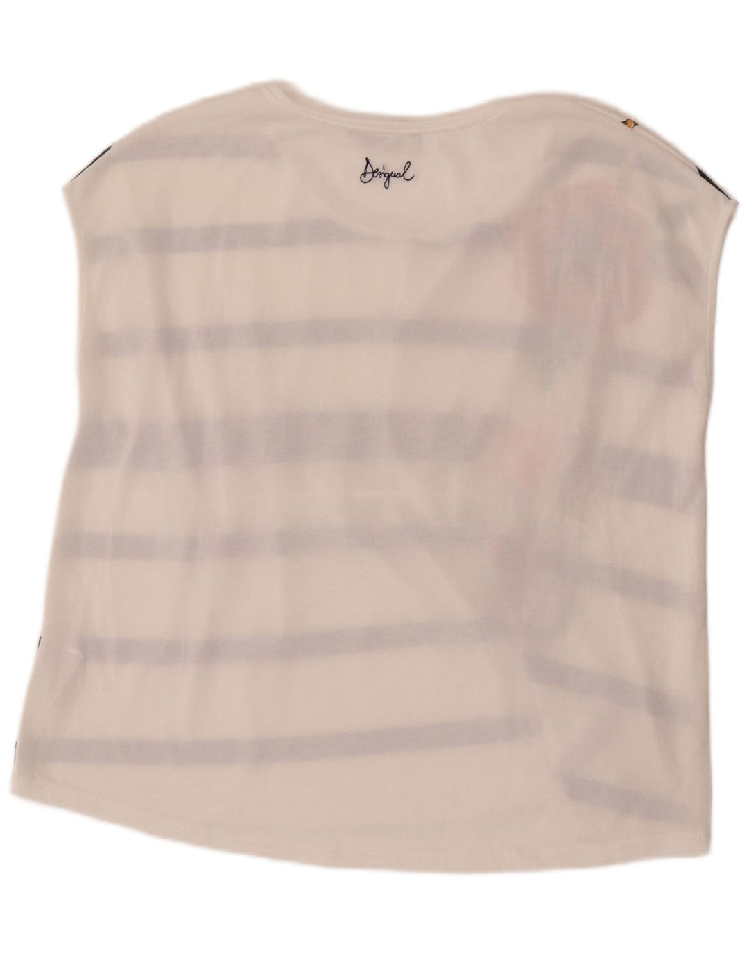 Desigual Womens Oversized Graphic Vest Top Reino Unido 10 Pequeno Floral Branco