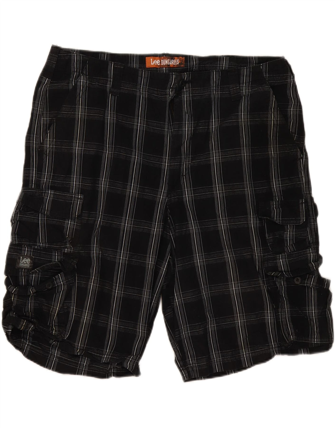 Shorts cargo masculinos Lee W40 XL algodão xadrez preto