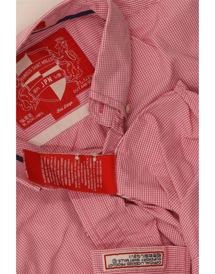 Camisa masculina Superdry de manga curta grande algodão xadrez rosa