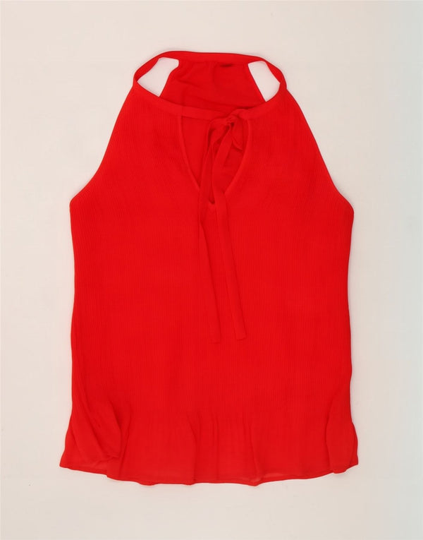 Top feminino Zara Halter UK 12 vermelho médio