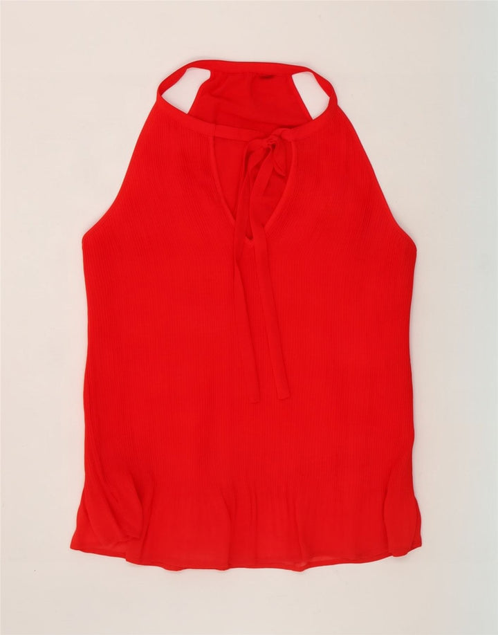 Top feminino Zara Halter UK 12 vermelho médio