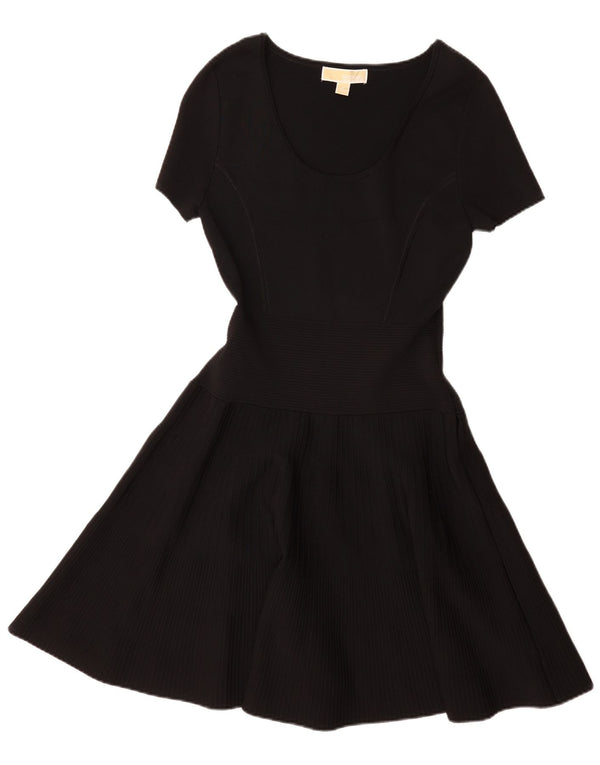 Vestido feminino MICHAEL KORS evasê UK 12 médio preto listrado rayon