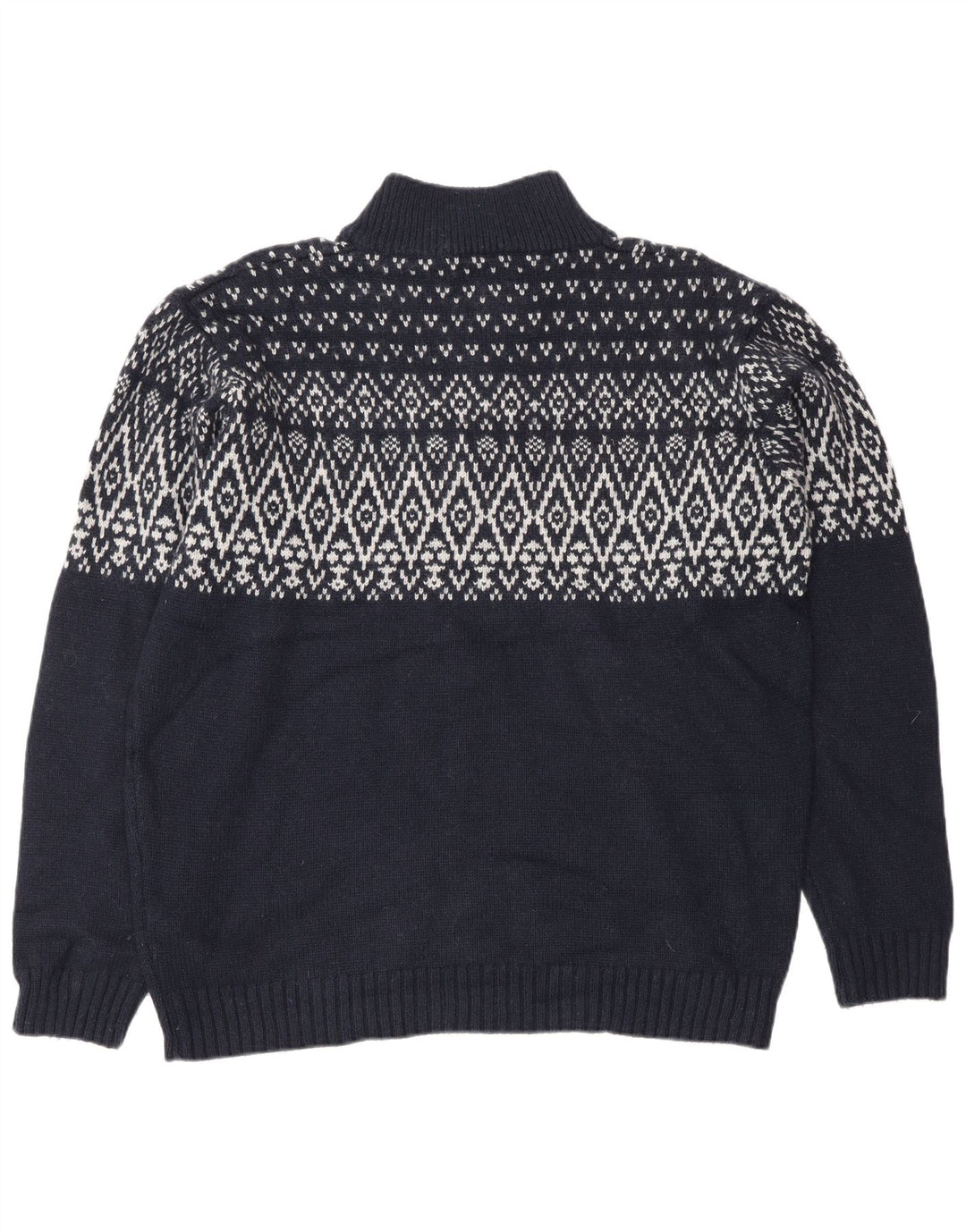 Suéter masculino Marks & Spencer Blue Harbor com zíper e gola grande azul marinho