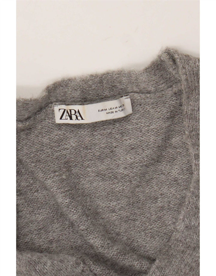 Suéter Zara Feminino Crop Cardigan Reino Unido 14 Médio Cinza