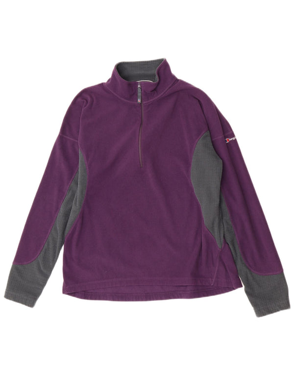 Berghaus Womens Zip Neck Fleece Jumper UK 18 XL Purple Colourblock Sports