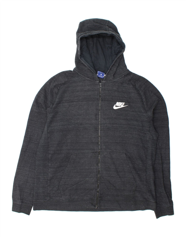 NIKE Mens Zip Hoodie Sweater XL Navy Blue Flecked Cotton Vintage Nike and Second-Hand Nike from Messina Hembry 