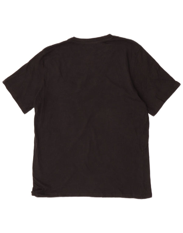 Camiseta masculina Jack & Jones Slim Fit com estampa gráfica grande caveira preta de algodão