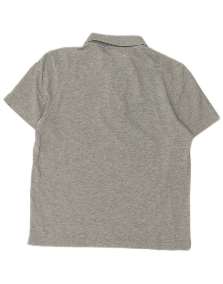 Camisa polo masculina Lacoste tamanho 4 algodão manchado cinza médio