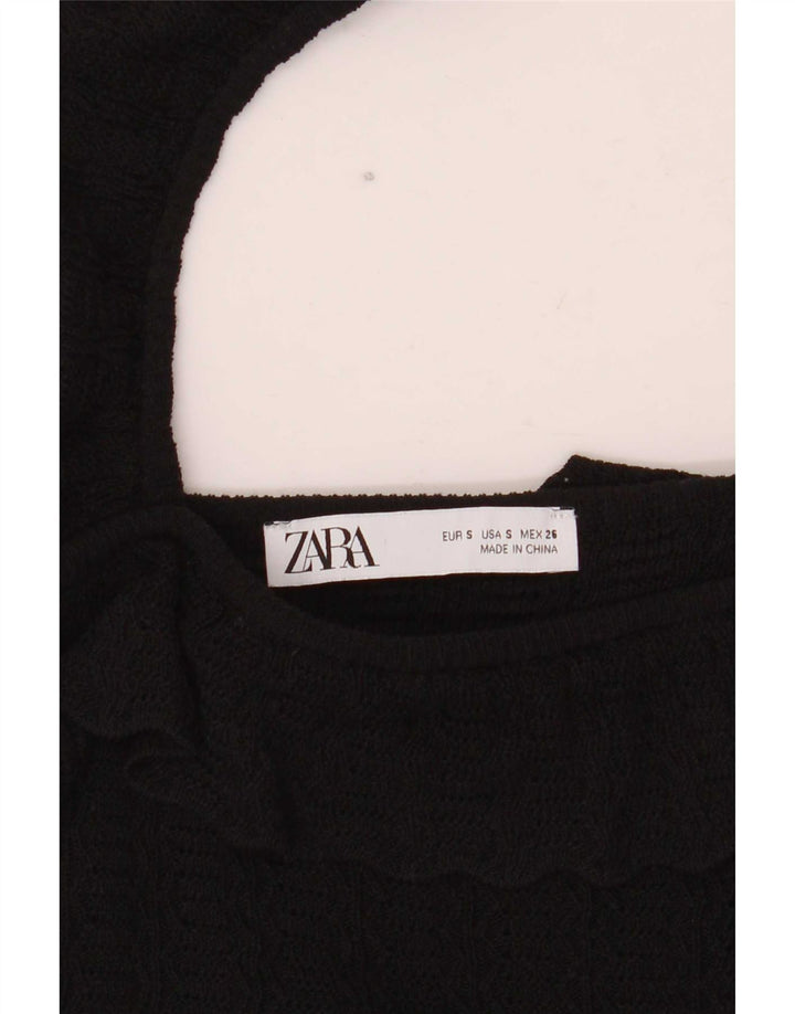 Zara Womens Off Ombro Crop Top Reino Unido 8 Pequeno Preto