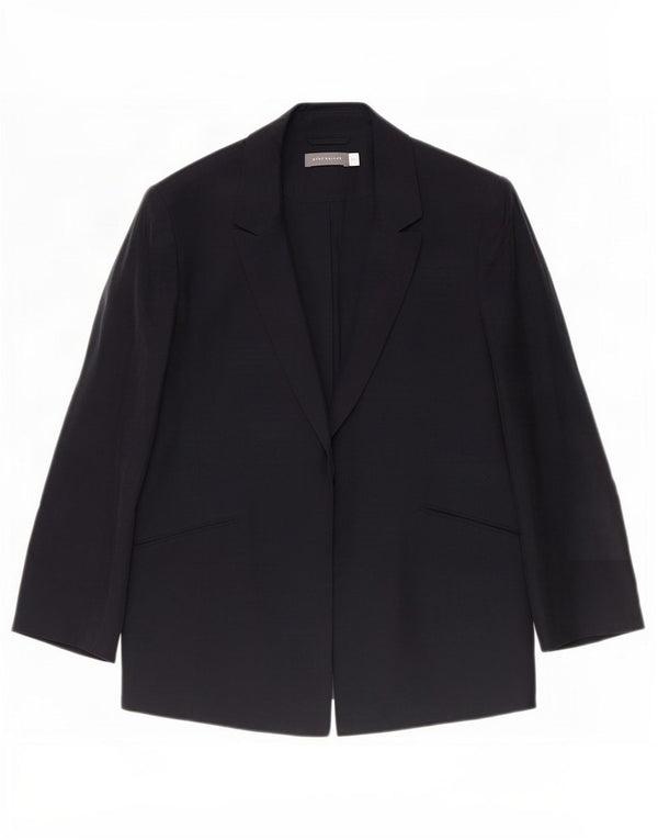 Jaqueta blazer feminina MINT VELVET manga 3/4 grande Reino Unido 10 pequena azul marinho