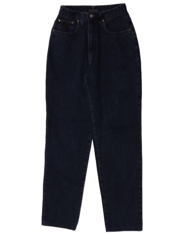 Jeans feminino Trussardi cintura alta cônico IT 43 médio W29 L29 azul marinho