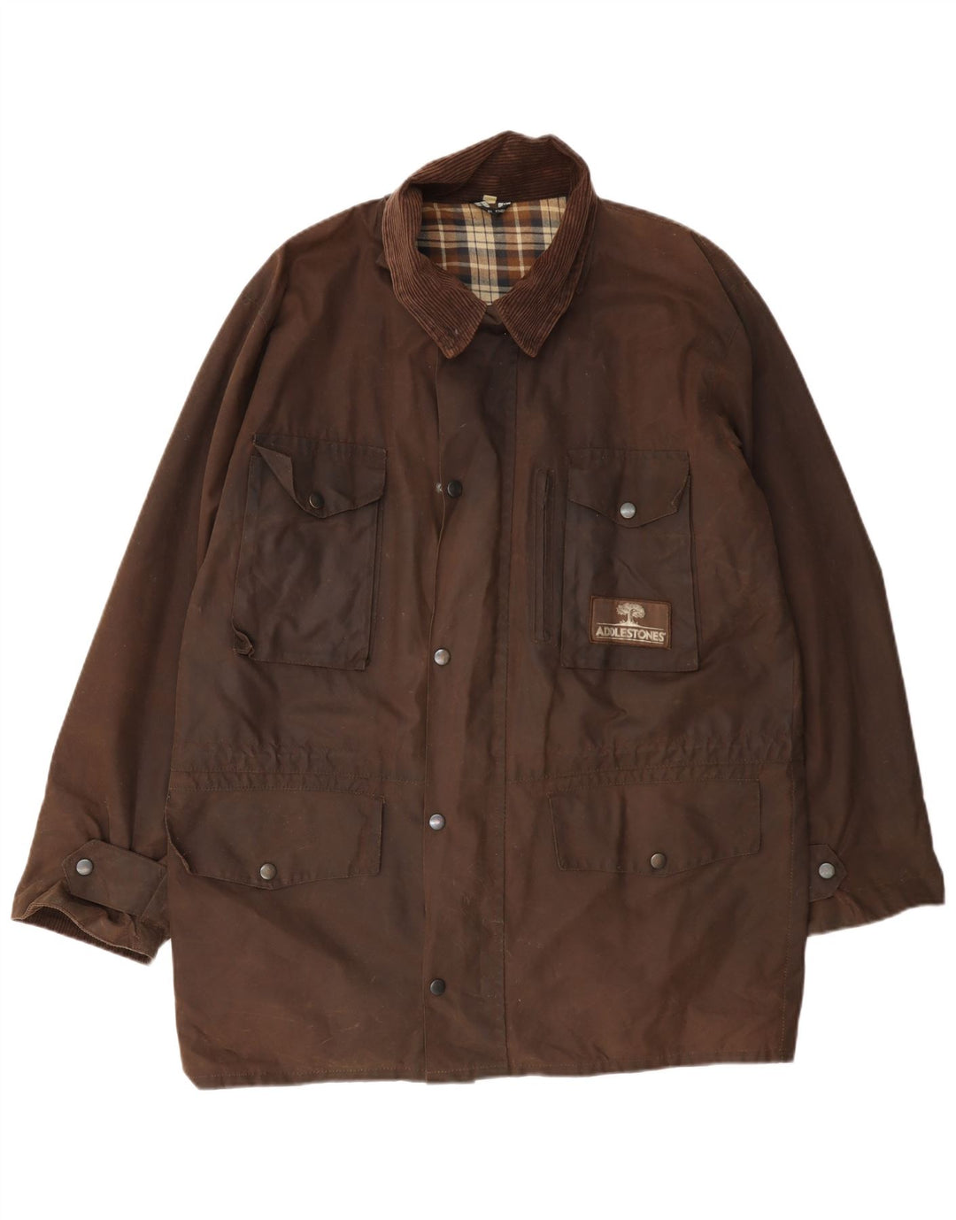 Jaqueta masculina vintage de algodão encerado UK 38 marrom médio