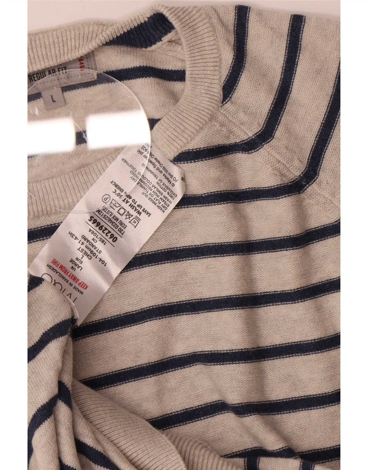 Suéter masculino Marks & Spencer com gola canoa grande listrado cinza