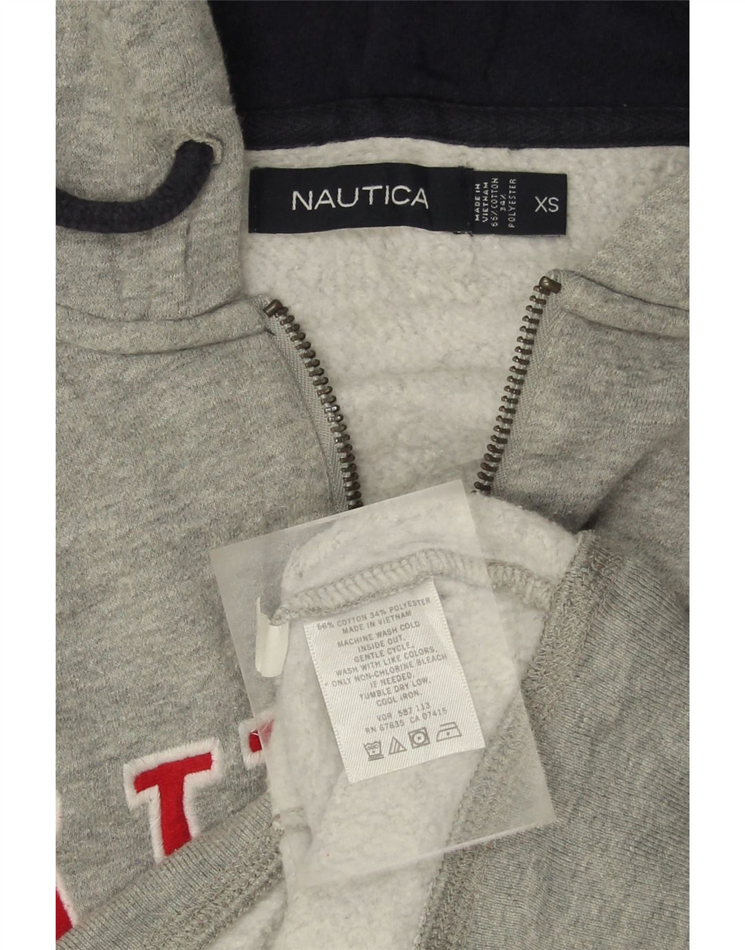 NAUTICA Mens Graphic Zip Hoodie Sweater XS Grey Cotton Vintage Nautica and Second-Hand Nautica from Messina Hembry 