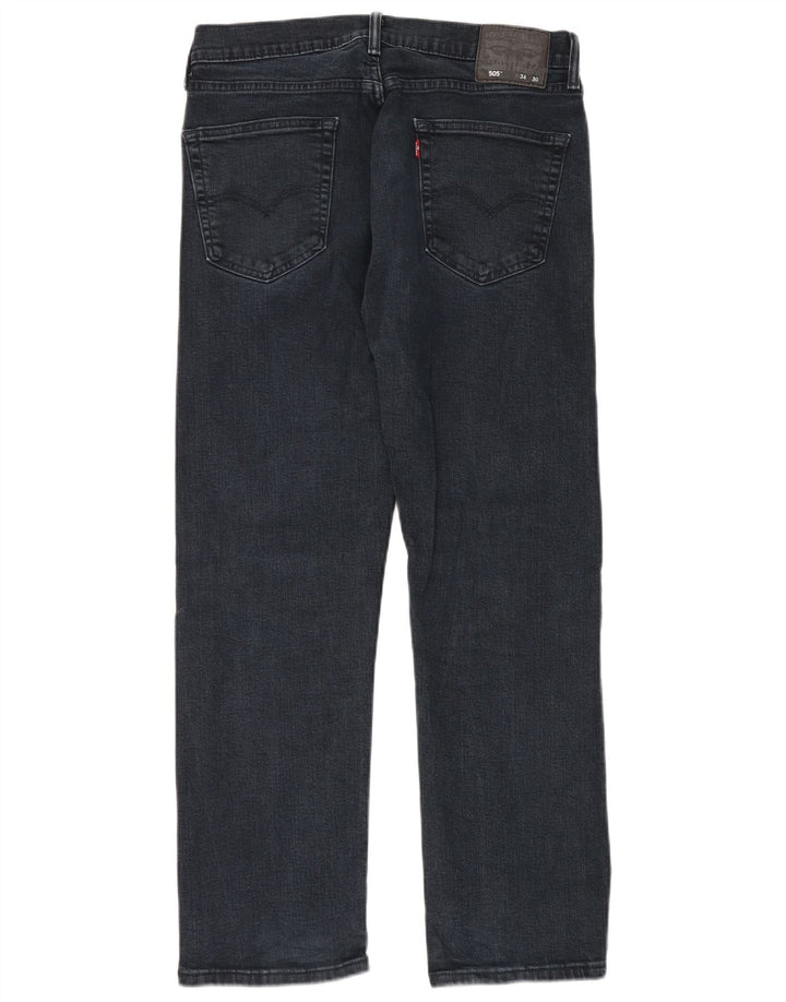 Levi's Masculino 505 Straight Jeans W34 L30 Azul Marinho Algodão