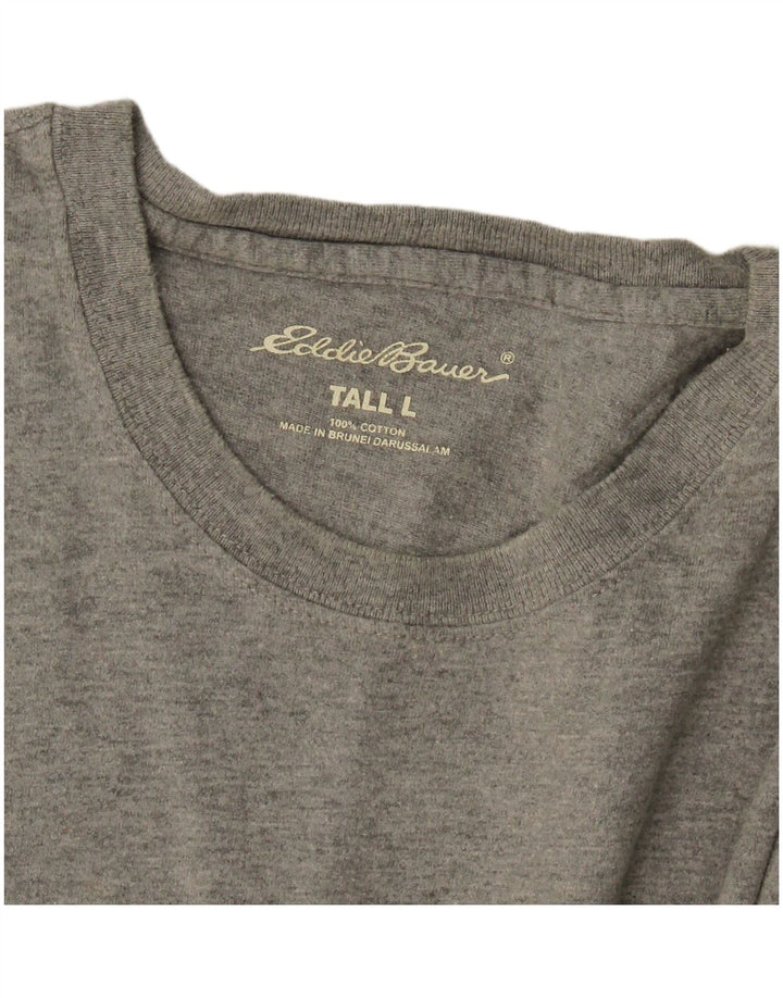 Camiseta masculina Eddie Bauer alta grande algodão cinza