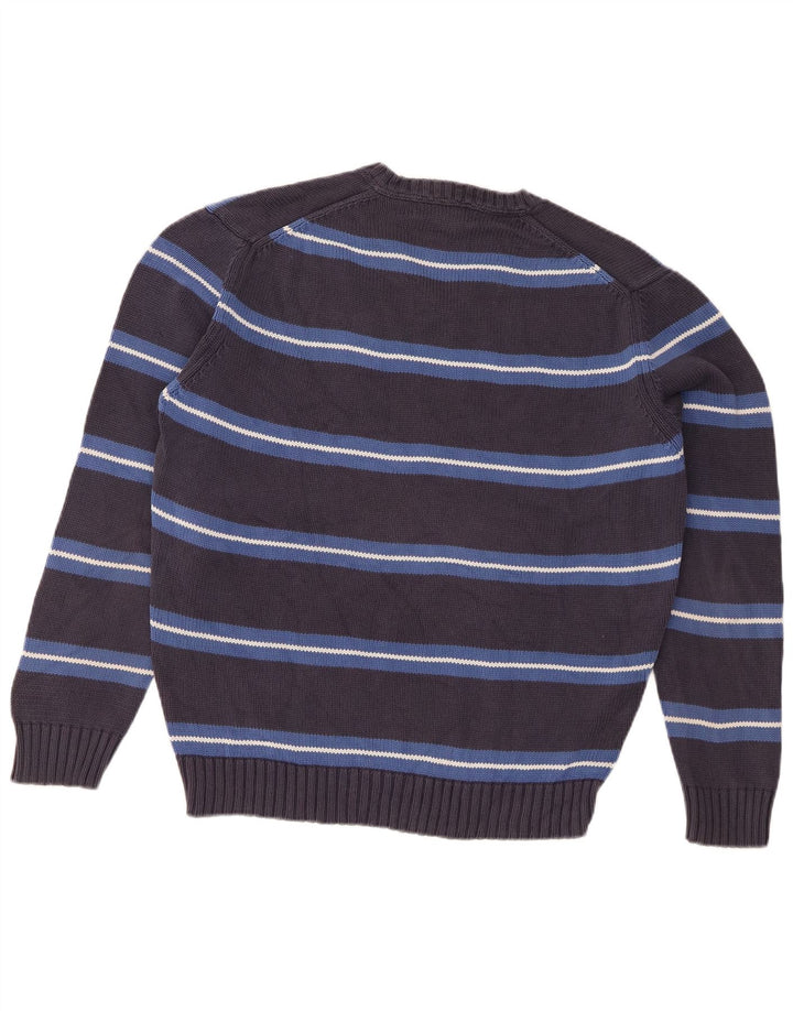Suéter masculino Zara com decote em V grande listrado cinza