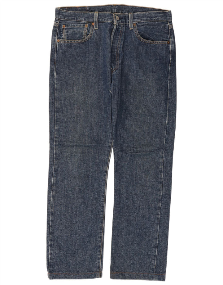 LEVI'S Masculino 501 Straight Jeans W32 L29 Azul Algodão