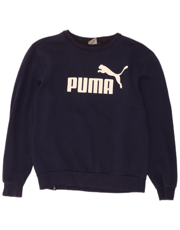 Puma Mens Graphic Moletom Jumper Médio Azul Marinho Algodão