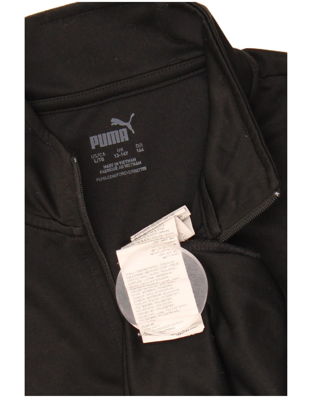 PUMA Boys Graphic Zip Neck Pullover Tracksuit Top 13-14 Years Black