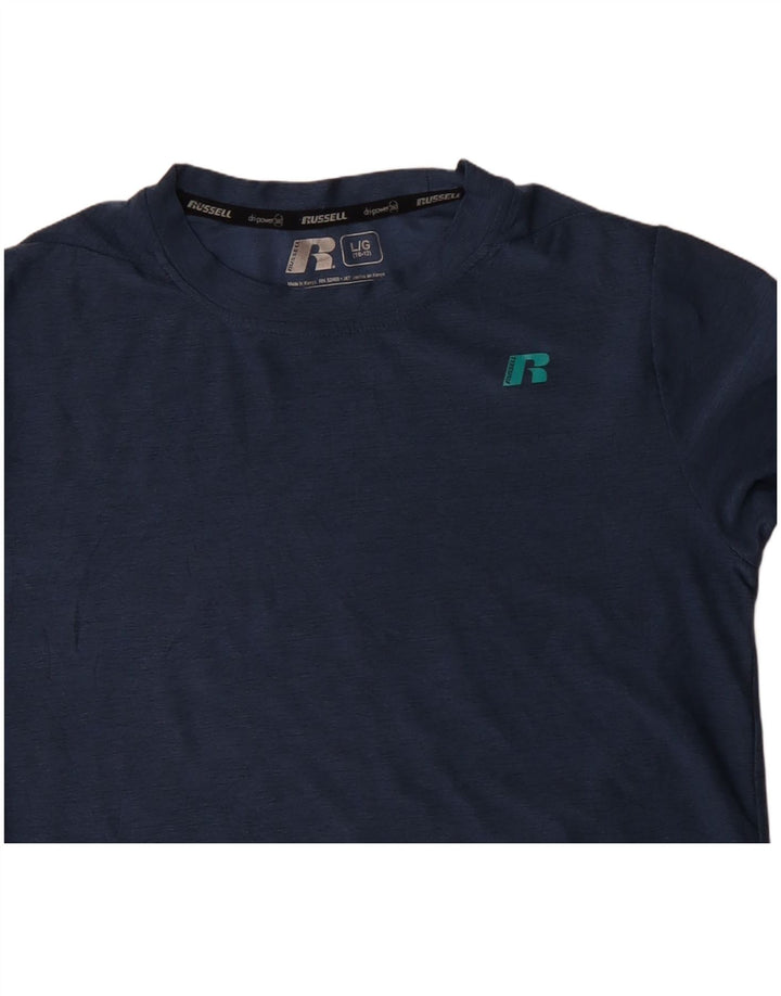 Russell Athletic Boys Top manga comprida 10-11 anos grande azul marinho poliéster