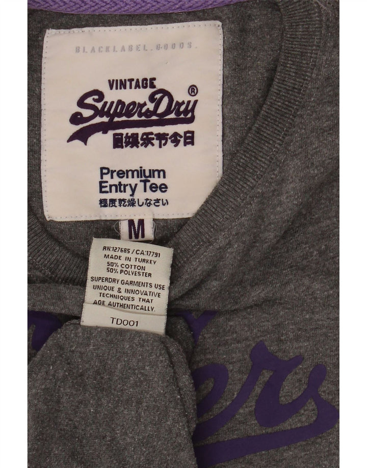 Camiseta gráfica masculina Superdry Top cinza médio algodão