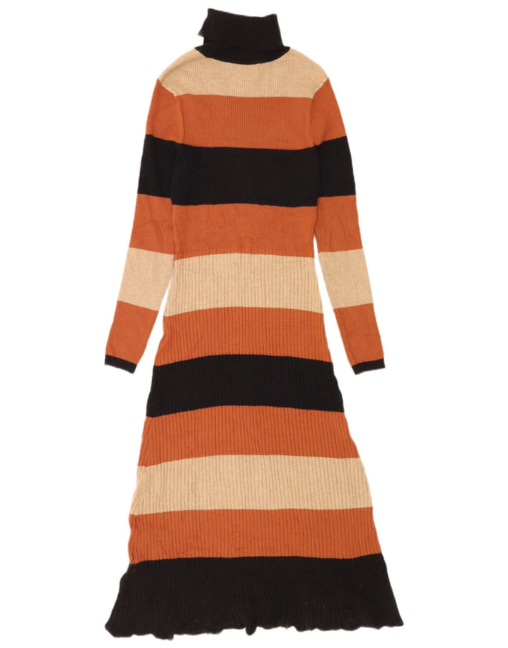Vestido maxi jumper feminino Marks & Spencer Reino Unido 12 listrado marrom médio