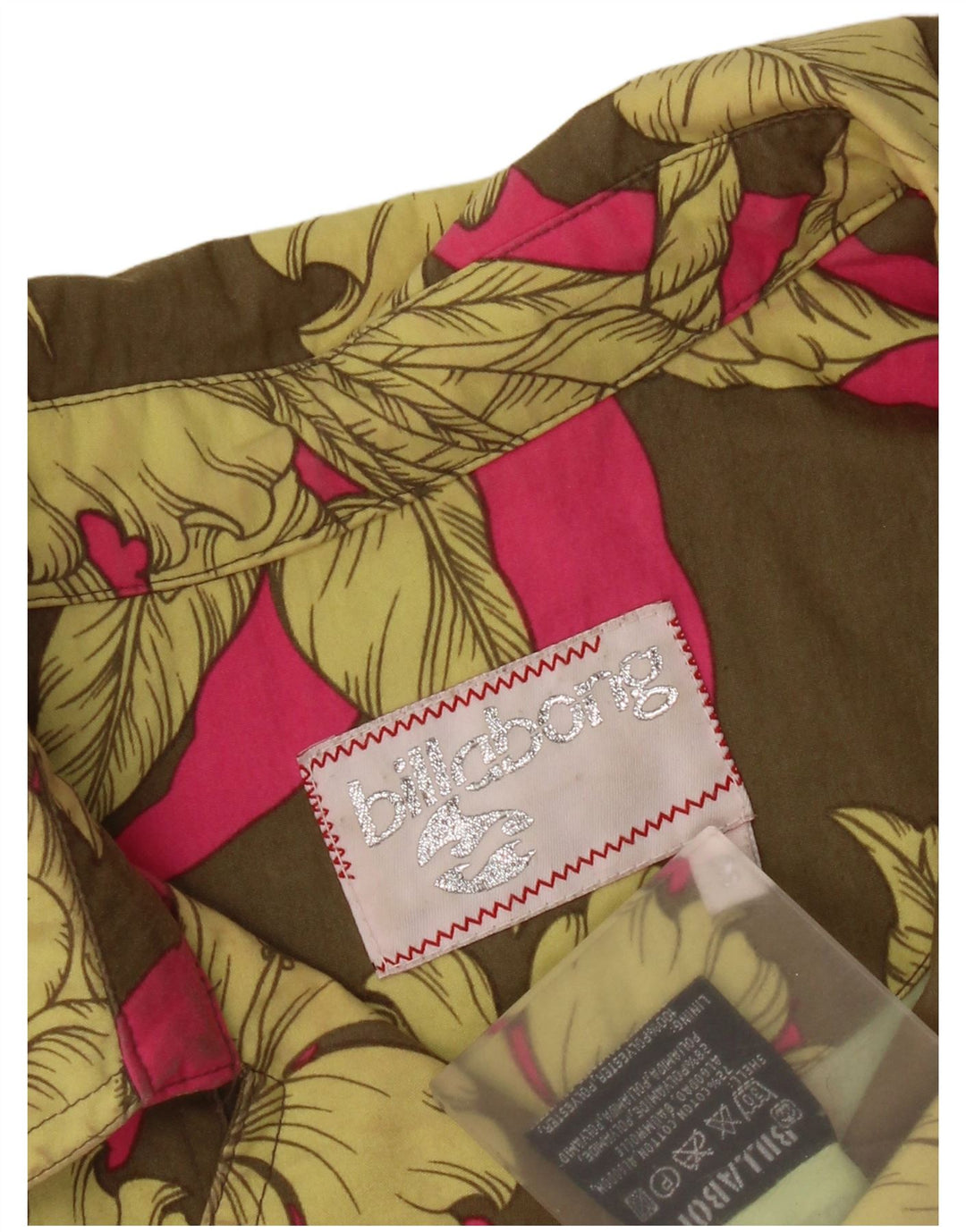 Casaco impermeável feminino Billabong Reino Unido 12 algodão floral cáqui médio