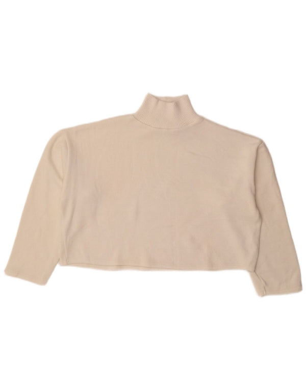 Suéter feminino Zara com gola alta e gola tartaruga, tamanho pequeno, branco