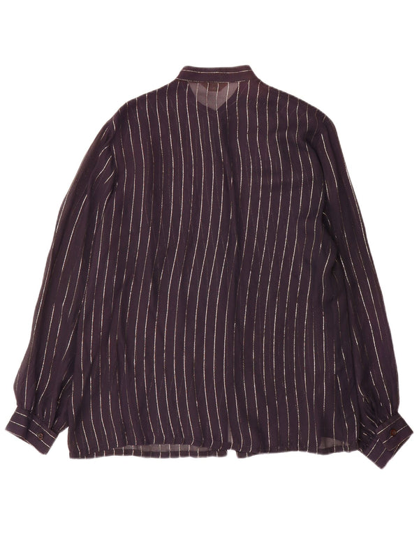 Blusa feminina vintage IT 46 grande risca de giz azul marinho