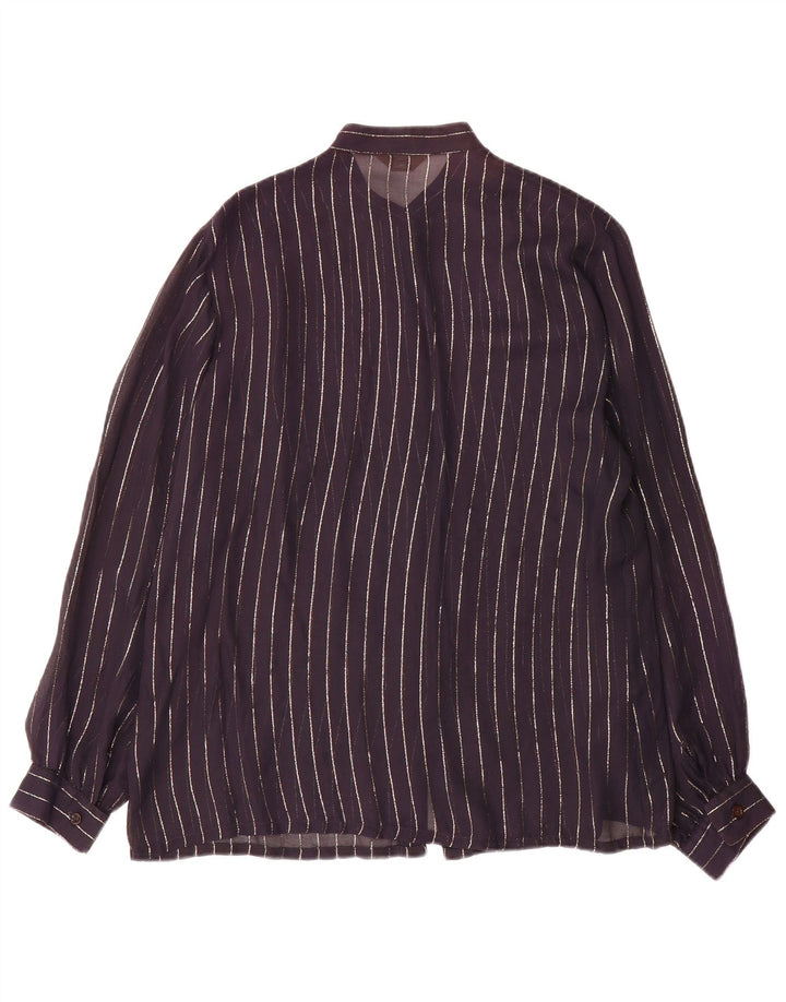 Blusa feminina vintage IT 46 grande risca de giz azul marinho