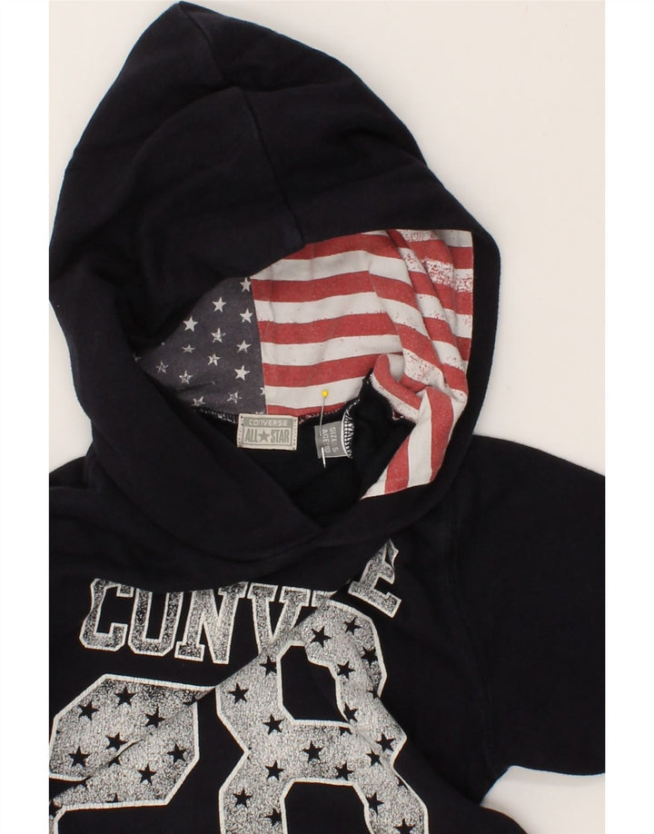CONVERSE Boys Graphic Hoodie Jumper 9-10 Years Navy Blue Cotton Vintage Converse and Second-Hand Converse from Messina Hembry 