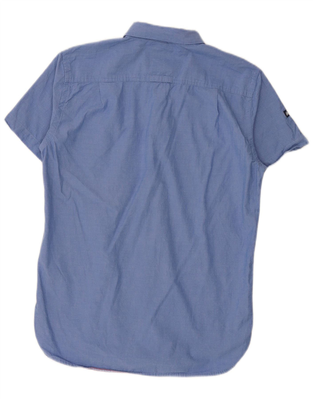Camisa masculina Superdry manga curta azul médio algodão