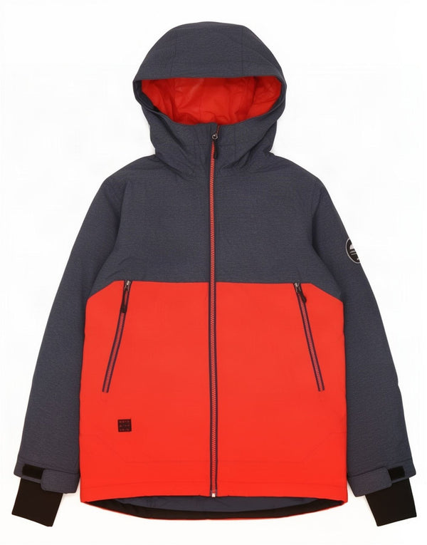 Jaqueta de esqui com capuz para meninos Quiksilver 11-12 anos grande colorblock vermelho nylon
