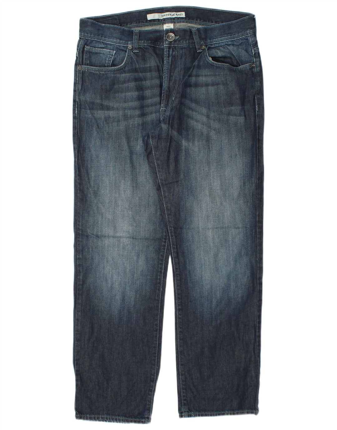 Jeans retos masculinos DKNY W34 L30 algodão azul marinho
