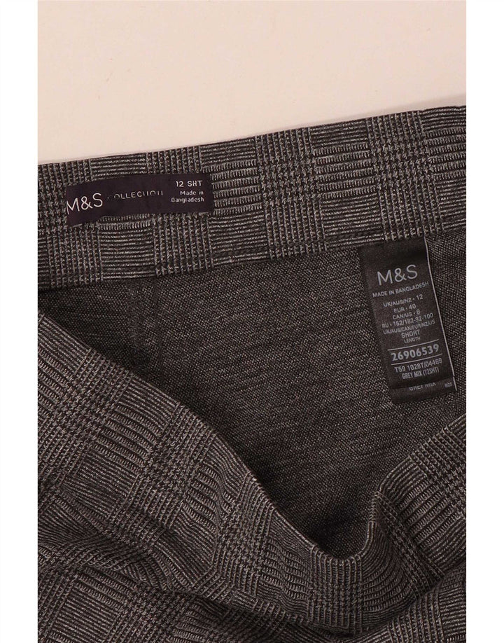 Calças cortadas femininas Marks & Spencer UK 12 médio W30 L25 cinza