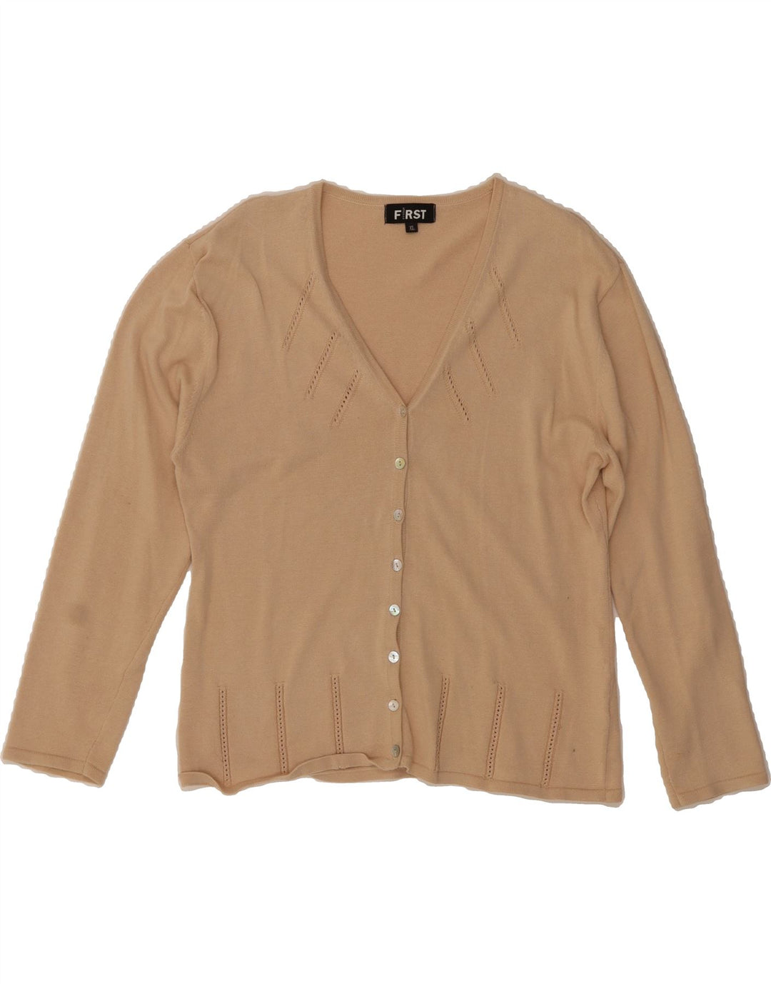 VINTAGE Womens Cardigan Sweater UK 18 XL Beige Cotton Vintage Vintage and Second-Hand Vintage from Messina Hembry 