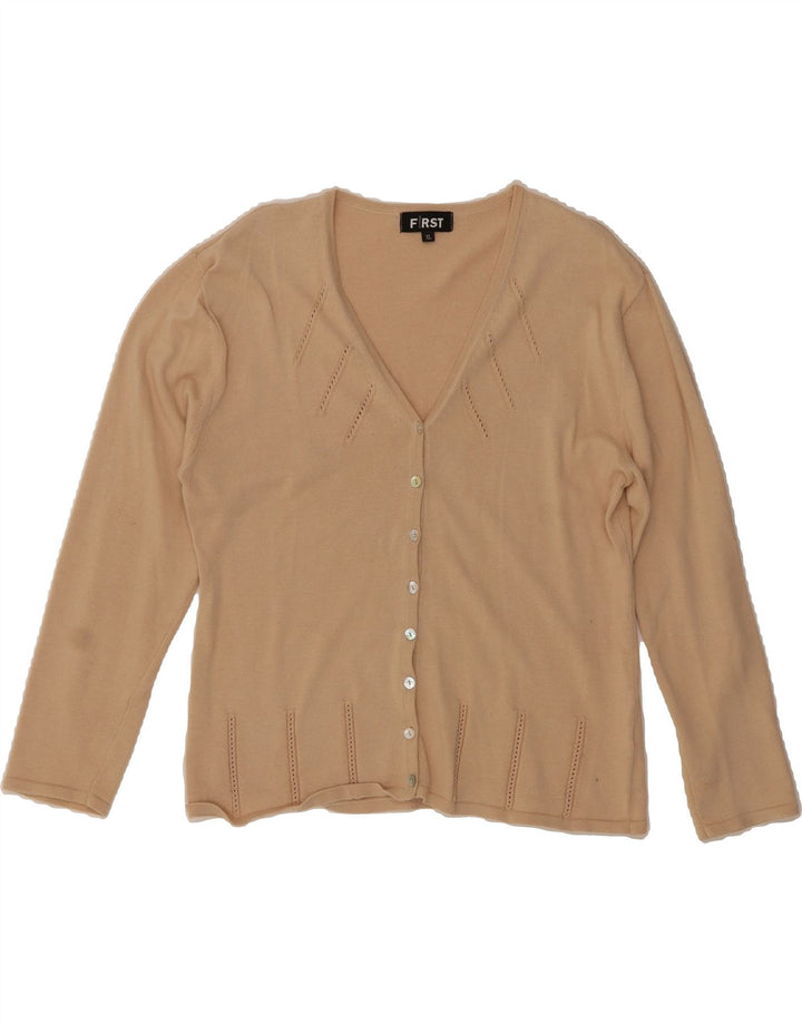 VINTAGE Womens Cardigan Sweater UK 18 XL Beige Cotton Vintage Vintage and Second-Hand Vintage from Messina Hembry 