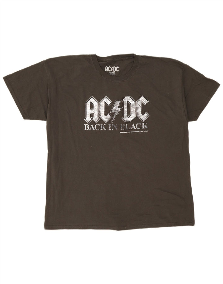 Camiseta gráfica masculina AC/DC com faixa grande de algodão cinza
